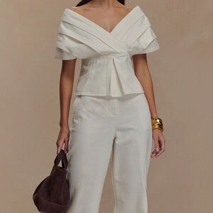 Meshki Off Shoulder Denim Top - White